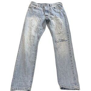 Levis 501S Skinny Jeans Women 29x30 sz 8 High Waist Light Wash Distressed Ripped